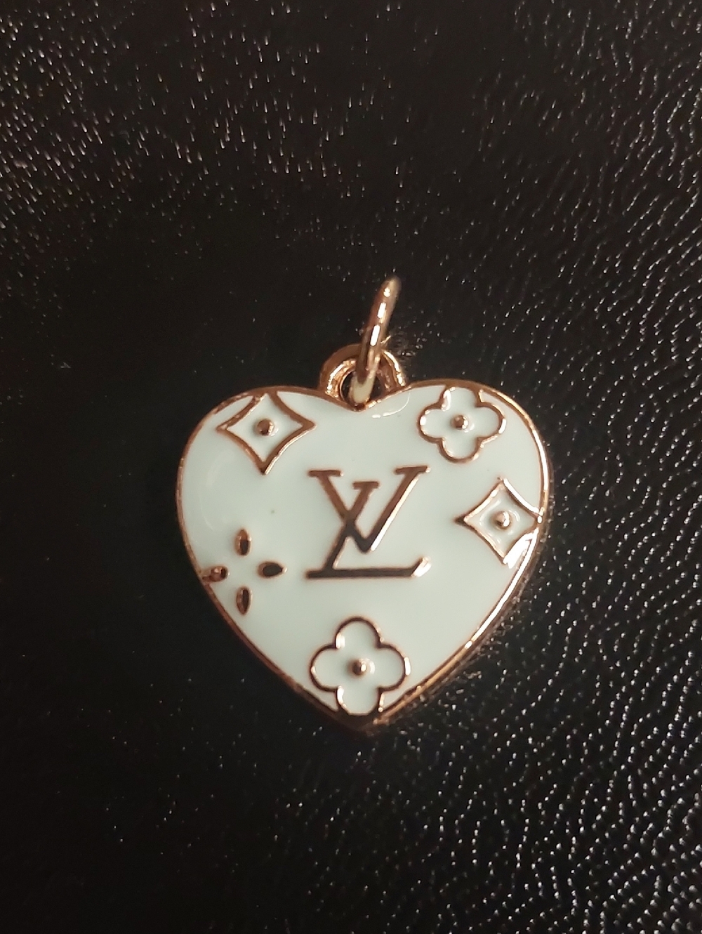 LV Sky Blue and Gold Heart Charm Pendant